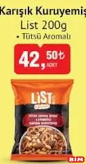 LİST KARIŞIK KURUYEMİŞ 200 G TÜTSÜ AROMALI LİST KARIŞIK KURUYEMİŞ 200 G TÜTSÜ AROMALI